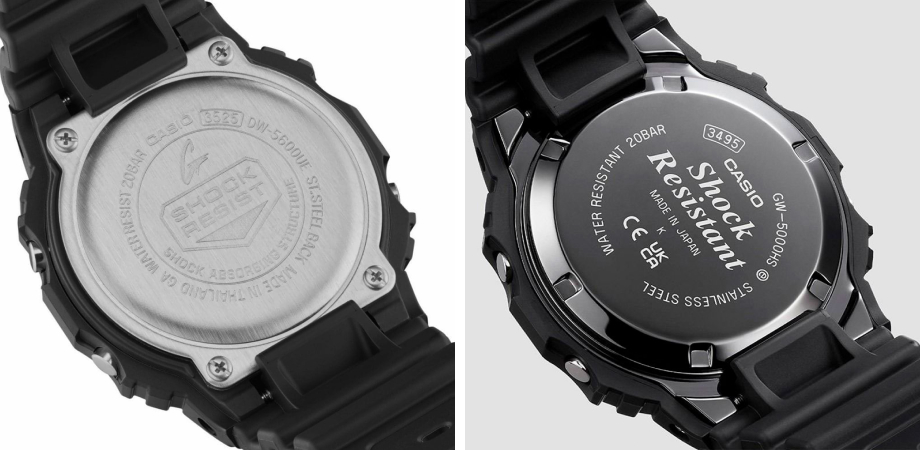 годинники Casio G-SHOCK The Origin DW-5600 та The Origin GW-5000 - вид ззаду