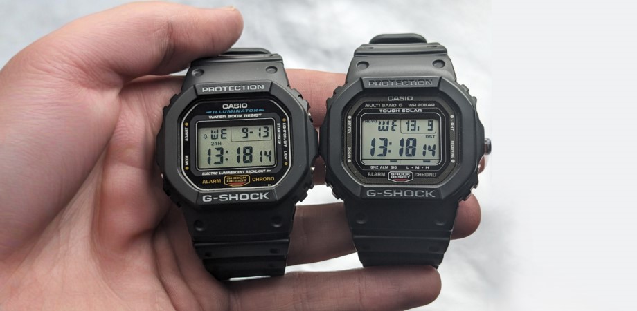 годинники Casio G-SHOCK The Origin DW-5600 та The Origin GW-5000 в руці