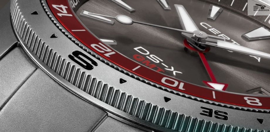 подвійний безель годинника Certina DS-X GMT із фрагментом компасної розмітки