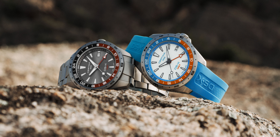 годинники Certina DS-X GMT із сірим та білим циферблатами